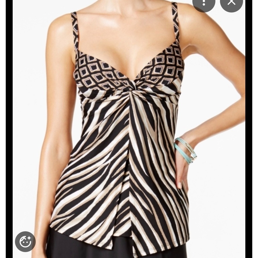 Miraclesuit Love Knot Tankini Opposites Attract Brown Tuscan Mom Sz 10
